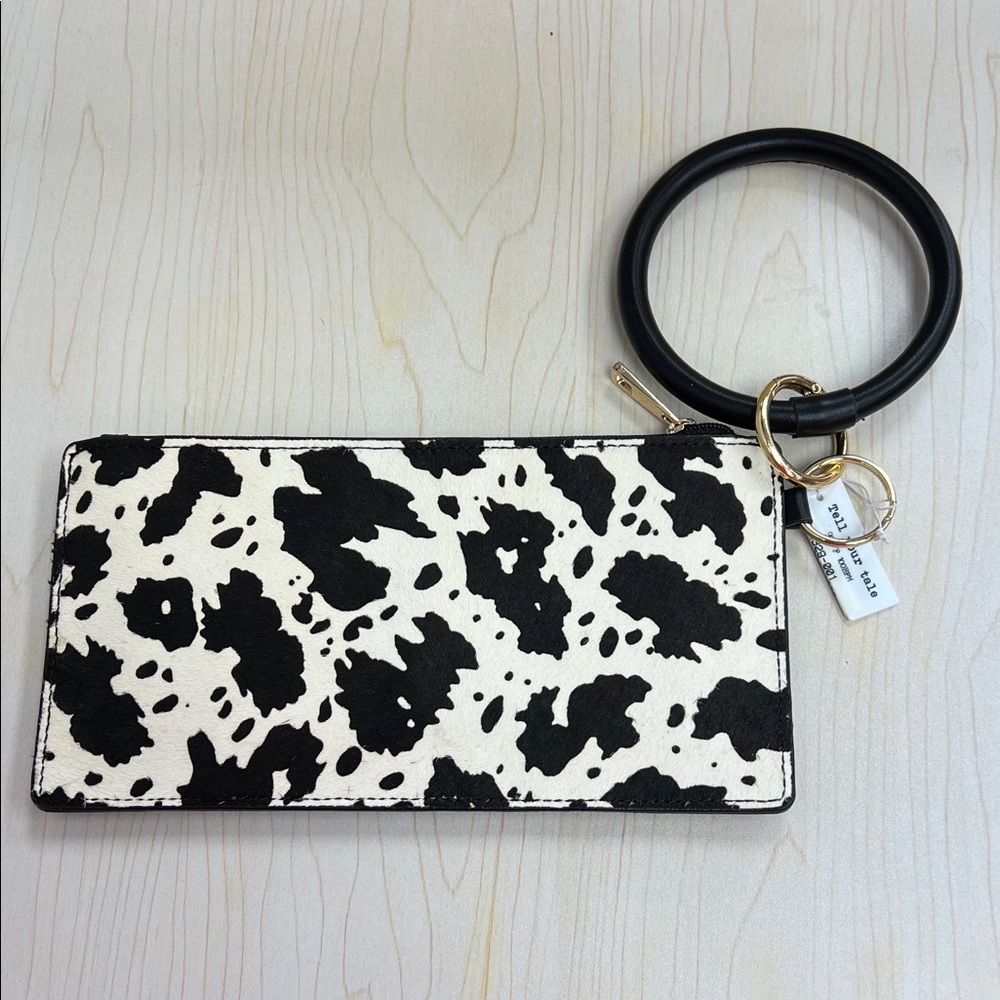 Cow Print Wristlet Keychain